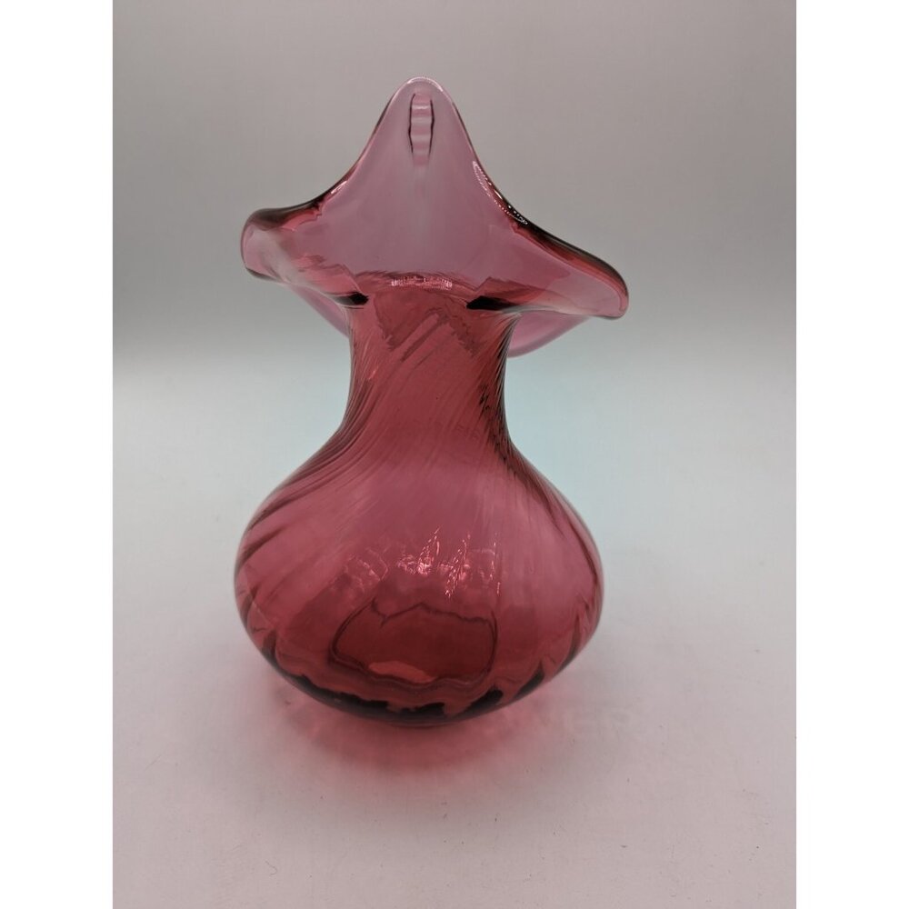 Vintage Glass Cranberry Jack In The Pulpit Vase 8 1/4” Tall Pink - Picture 11 of 12
